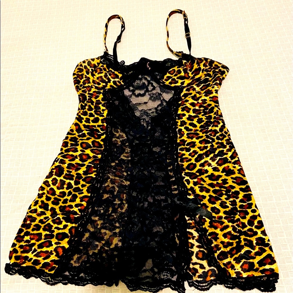 LEOPARD AND LACE CHEMISE. WORE JUST ONCE